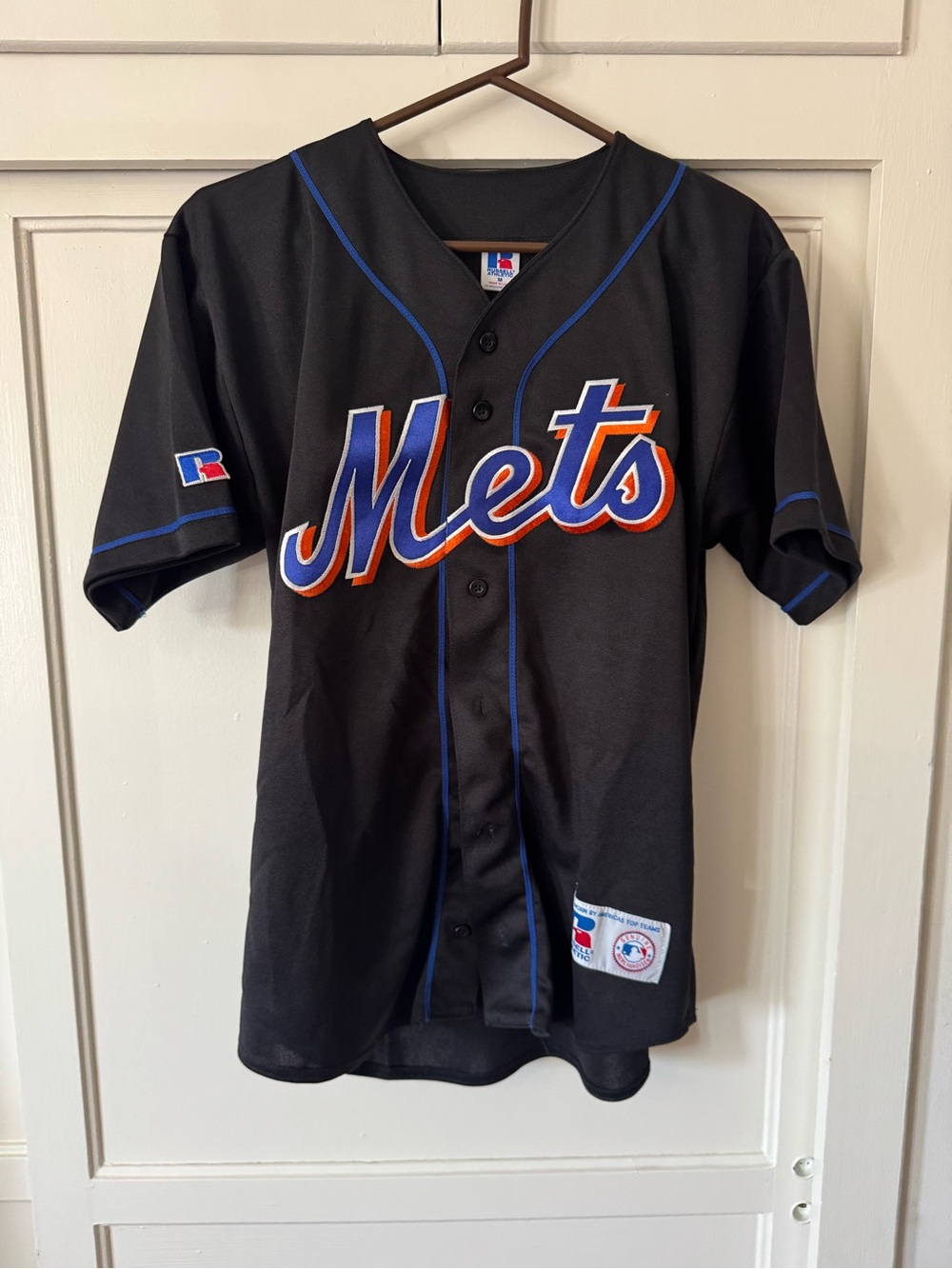 MLB New York Mets Black Jersey with Blue and Orange Trim